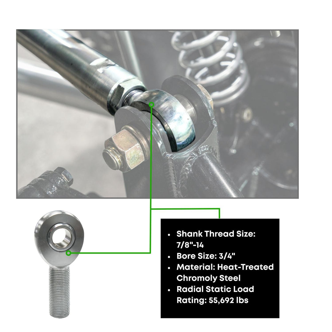 Chromoly Rod Ends - 3/4" Hole with 7/8"-14 Shank