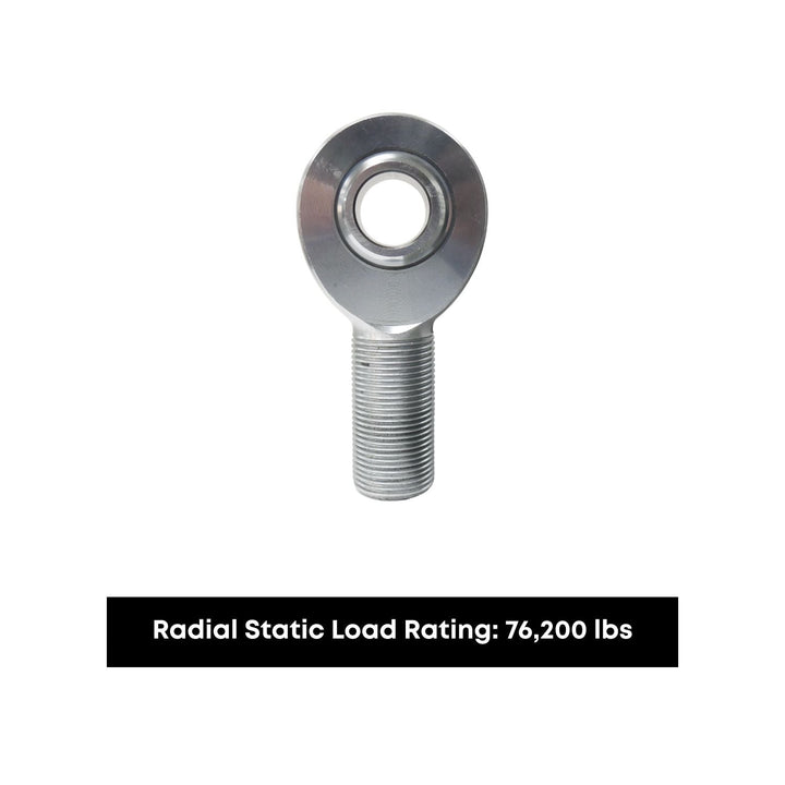 extreme duty four link rod end and text indicating radial static load rating on a white background