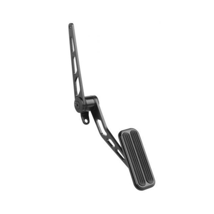 Black Lokar steel throttle pedal on a white background