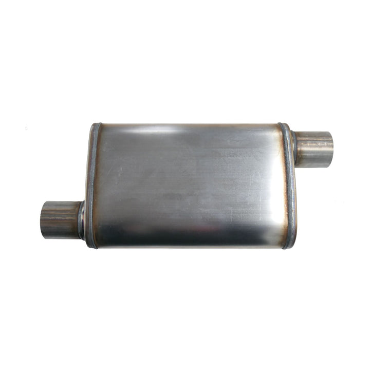 Xlerator 3 inch performance exhust muffler stainless steel on a white background