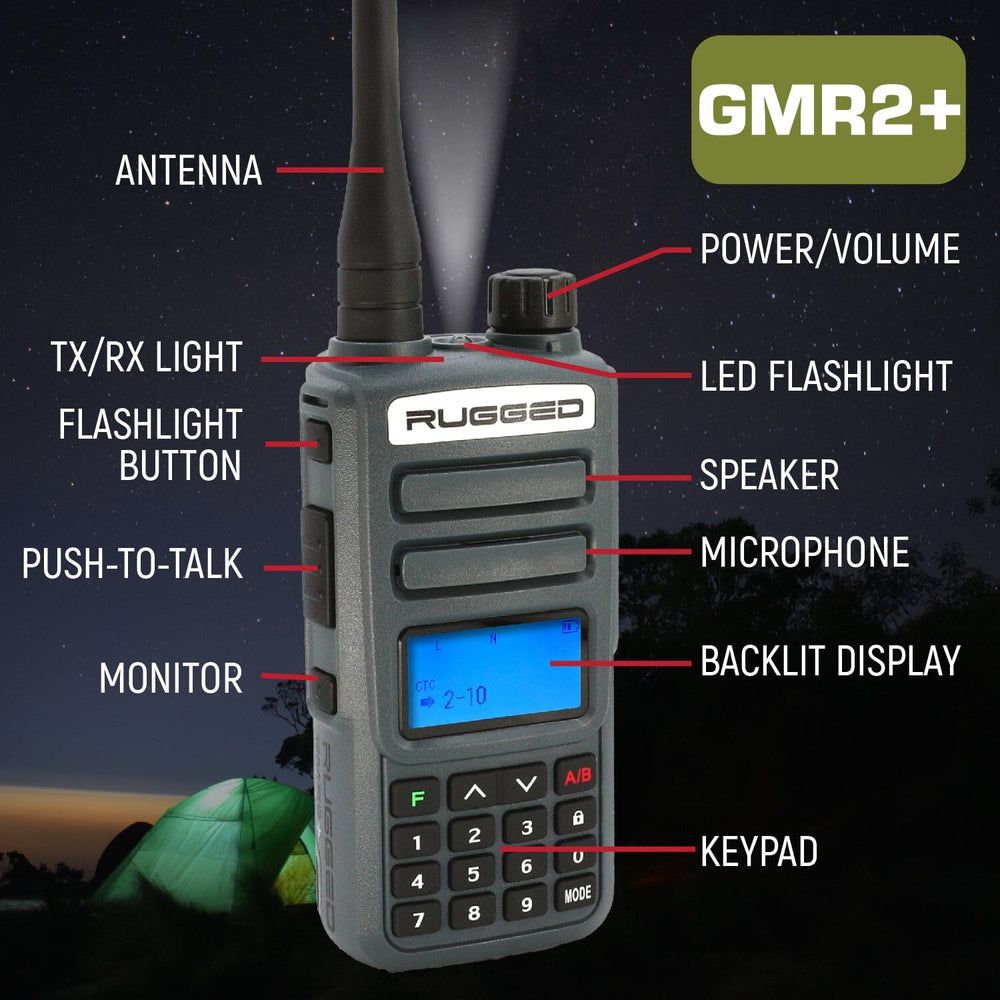 GMR2 PLUS 2-Watt GMRS Handheld Radio Two-Pack - Rugged Radios - Product image 2