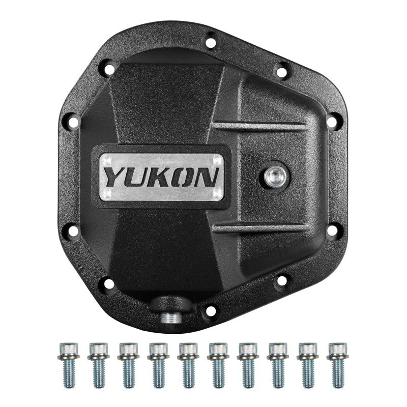 Dana 50 differential cover upgrade and bolts on a white background